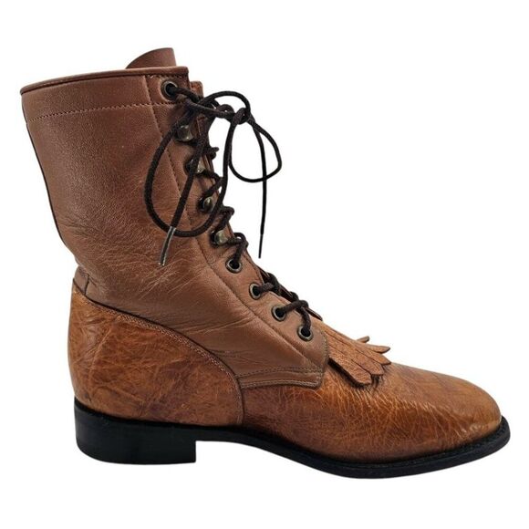 Dan Post Zecuda Mens 8.5B Leather Lace Up Fringe Boot - Picture 4 of 13